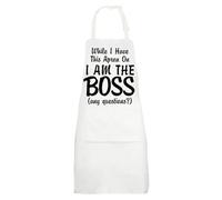 MYSOMY Kitchen Boss Apron The Real Boss Apron While I Have This Apron On I Am The Boss Apron Boss Chef Gifts (TheBoss uk)