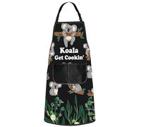 MYSOMY Koala Apron With Pockets Koala Lover Gifts Koala Mom Gifts Koala Cooking Apron Koala Themed Gifts (koala cookin ap)