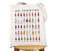 MYSOMY Koi Varieties Tote Bag Koi Fish Lover Gifts Yin Yang Japanese Koi Fish Gifts Carp Fish Shoulder Bag (Koi varieties UK)