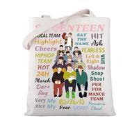MYSOMY Korean Boy Band 17 Gift Seventeen Canvas Tote Bag K-POP Music Lover Gift Korean Boy Group Merchandise (SEVENTEEN TB)
