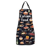 MYSOMY Korean Food Apron with Pockets Korean Food Lover Gift South Korea Cuisine Apron Korea Vacation Trip Souvenir Gift (Korean Apron)
