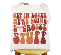 MYSOMY Lacrosse Tote Bag Lacrosse Lover Gifts Get In Loser We're Doing Lacrosse Stuff Lacrosse Coach Shoulder Bag (Lacrosse UK)