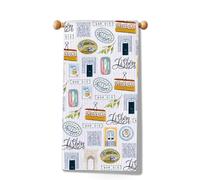 MYSOMY Lisbon Landmarks Portuguese Lover Gift Lisbon Map Travel Vacation Holiday Kitchen Towels（Lisbon Towel UK）