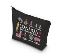 MYSOMY London Travel Gift London Travel Makeup Bag London Travel Souvenir Cosmetic Bag Welcome to London Gift London Lover Gift (London Bag-bl)