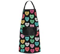 MYSOMY Love Hearts Apron With Pockets Candy Heart Apron Conversation Heats Apron Kitchen Apron For Women (love hearts apron)