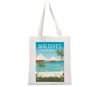 MYSOMY Maldives Travel Bag Maldives Souvenir Gift Maldives Honeymoon Gift Maldives is Calling and I Must Go Tote Bag (Maldives TB3)