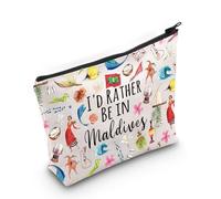 MYSOMY Maldives Travel Makeup Bag Maldives Souvenir Gift Maldives Honeymoon Gift I'd Rather Be in Maldives Zipper Bag (in Maldives bag3)
