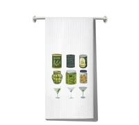 MYSOMY Martini Olives Kitchen Towel - Green - 16" x 24" - 80% Polyester, 20% Polymer - Dirty Martini Lover Gifts