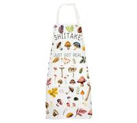 MYSOMY Mushroom Apron With Pockets Mushroom Chef Apron Fungus Kitchen Gifts Shiitake Just Got Real Mushroom Grill Apron (Shiitake UK)