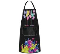 MYSOMY Nail Tech Apron With Pockets - Nail Artist Apron For Women (Black)