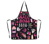 MYSOMY Nail Tech Apron With Pockets Nail Artist Aprons Nail Boss Apron Nail Technician Gifts Nail Salon Aprons For Women (pink nailboss ap1)