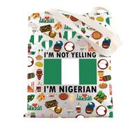 MYSOMY Nigerian Tote Bag Nigeria Travel Gifts I'm Not Yelling I'm Nigerian Gifts Nigeria Themed Shoulder Bag (I'M NIGERIAN tg3)