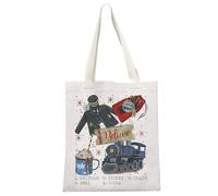 MYSOMY North Pole Christmas Train Canvas Tote Bag Movies Inspired Gift Round Trip Ticket Believe Shopping Bag (Train TB3)