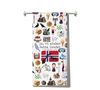 MYSOMY Norway Kitchen Towels Norway Landmarks Gift Norwegian Kitchen Towels Norway Housewarming Gift (ja vi elsker kt2)