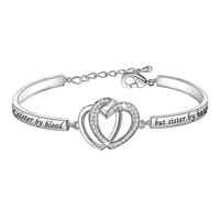 MYSOMY Not Sister by Blood but Sister by Heart Bracelet Best Friends Gifts for Sister in Law Soul Sister Gifts Unbiological Sister Gifts (White Gold)