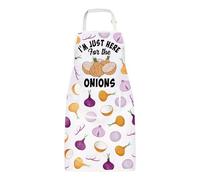 MYSOMY Onions Gift I'm Just Here For The Onions Apron Onions Lovers Gift Kitchen Cooking Waterproof Apron Foodie Gift (Onions Apron)