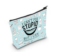 MYSOMY Orthodontist Gift Orthodontist Makeup Bag Tooth Doctor Gifts Dentist Thank You Gift Orthodontist Graduation Gift (Straighten Teeth bag3)