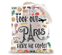 MYSOMY Paris Themed Makeup Bag Paris Trip Gifts Paris Travel Bag Paris Toiletry Bag Paris Zipper Pouch Paris Makeup Pouch (Look Out Paris tb)