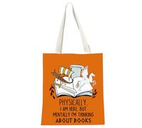 MYSOMY Percy Camp Half Blood Tote Bag Percy Riptide Sword Tote Bag I'm Thinking About Books Tote Bag Percy Fan Gift Bookish Gift (physically TB)