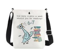 MYSOMY Pigeon Books Crossbody Bag How Many Nights a Week Should You Be Reading Gifts Pigeon Reader Shoulder Bag Pigeon Book Lover Gift (6-7 CB4)