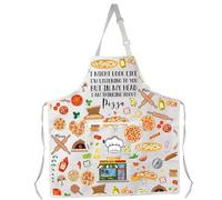 MYSOMY Pizza Apron Kitchen Apron with Adjustable Neck Pizza Maker Gift Pizza Lover Gift I Am Thinking About Pizza Apron (About Pizza Apron3)