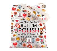 MYSOMY Polish Tote Bag Poland Travel Gifts I'm Not Perfect But I'm Polish Gifts Polska Eagle Shoulder Bag (POLISH And tg3)