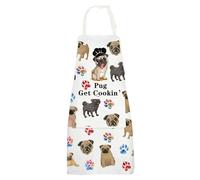 MYSOMY Pug Apron With Pockets Pug Mom Apron Pug Grill Apron Pug Lover Apron Pug Kitchen Gifts (Pug AP UK)