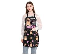 MYSOMY Pug Dog Apron Dog Grooming Waterproof Apron with Pocket Pug Lovers Gifts Just a Girl Who Loves Pugs Dog Owner Gift (Pug Apron)