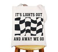 MYSOMY Racing Tote Bag Car Racing Lover Gifts Racing Race Day Gifts It’s Lights Out And Away We Go Shoulder Bag (LIGHTS OUT tb)