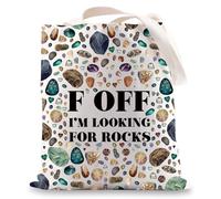MYSOMY Rock Collector Tote Bag Rock Lover Gift Geologist Gift F Off I'm Looking For Rocks Rock Hunter Shoulder Bag (F OFF UK)