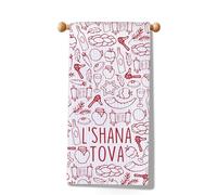 MYSOMY Rosh Hashanah High Holiday Icons Kitchen Towel Jewish New Year Apple and Bee Shana Tova Reusable Tea Towel (Tova Towel)