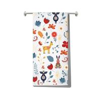 MYSOMY Scandinavian Kitchen Towels Scandinavian Folk Art Towel Scandinavian Folk Art Gifts Scandinavian Dish Towels (rabbit deer UK)