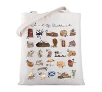 MYSOMY Scotland Trip Gift A-Z of Scotland Travel Tote Bag Scotland Souvenir Shoulder Bag Edinburgh Gift Welcome to Scotland Gift (A-Z of Scotland TB)