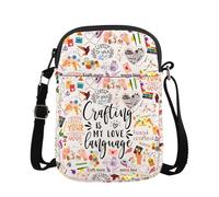 MYSOMY Seamstress Gift Crafting Is My Love Language Cossbody Bag with Zipper Crafter Lover Messenger Bag Sewing Lover Gift (Crafting CB)