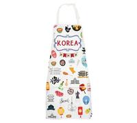 MYSOMY Seoul Korea Apron - Korea UK Flag - Unisex Adults - One Size Fits Most - Polyester - Bib Style - Korean Culture Fans, Cartoon Lovers, Gift Givers