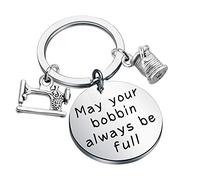 MYSOMY Sewing Charm Bracelet May Your Bobbin Always be Full Quilting Bangle Sewing Lover Jewelery Gift for Seamstress (Bobbin key)