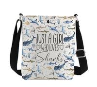 MYSOMY Shark Crossbody Bag Shark Themed Gifts Shark Mom Gifts Just A Girl Who Loves Sharks Shoulder Bag (Who Loves Sharks cb2)