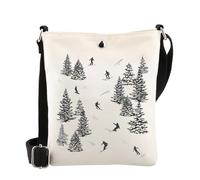 MYSOMY Skiing Crossbody Bag Skiers on the Mountain Shoulder Bag Winter Wonderland Family Ski Vacation Gift Snowboarding Gift (Skiing CB)