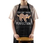 MYSOMY Sloth Apron With Pockets Sloth Kitchen Apron Sloth Cooking Apron You Can't Rush Perfection Sloth Lover Gifts (you can't rush perfection APRON)
