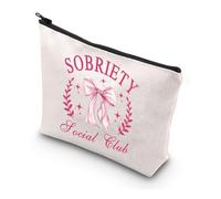 MYSOMY Sobriety Social Club Makeup Bag Sobriety and Addiction Cosmetic Bag Addiction Recovery Zipper Pouch Sobriety Gifts (Sobriety Bag)