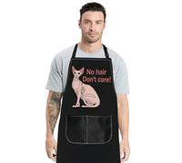 MYSOMY Sphynx Cat Apron Sphynx Lover Gifts Sphynx Cat Owner Gifts Sphynx Hairless Cat Kitchen Apron For Cooking Baking (No hair Don't care Apron)