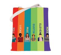 MYSOMY Stranger TV Series Character Tote Bag Mike Steve Eleven Dustin Max Lucas Will Gift for Fans Horror Lover Gifts (Stranger Character TB)