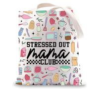 MYSOMY Stressed Out Mama Tote Bag Stressed Out Mama Club Gifts New Mama Gifts Mama Club Shoulder Bag Distressed Mom Gifts (Mama Club UK)