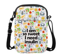 MYSOMY T1D Crossbody Bag Diabetes Awareness Gifts I'm So Sweet i Need Insulin Gifts Type 1 Diabetes Warrior Shoulder Bag (I’m So Sweet I Need uk3)