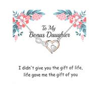 MYSOMY to My Bonus Daughter Necklace - Stepdaughter & Adopted Daughter Gifts (Infinity Heart Necklace)