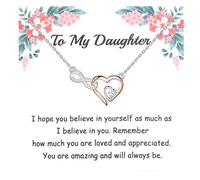MYSOMY to My Daughter Necklace from Mom Dad Daughter Interlocking Necklace with Message Card Inspirational Daughter Jewelry (Infinity Heart Necklace)
