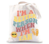 MYSOMY Trendy Summer Tote Bag Summer Beach Canvas Bag I'm A Better Person When I'm Tan Beach Bum Gifts Beach Life Tote Bag (Better Person UK)
