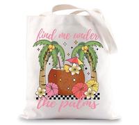 MYSOMY Tropical Palm Tree Tote Bag Beach Bum Gifts Summer Beach Trip Gifts Find Me Under The Palms Shoulder Bag Beach Vibes Gifts (palms UK)