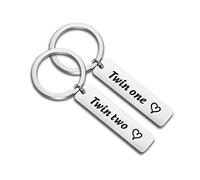 MYSOMY Twins Keychain Twin One Twin Two Keychain Set Twins Gifts for Twins Sister Twin Brother Gift (Keychain Set)