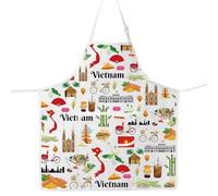 MYSOMY Vietnam Kitchen Apron - Vietnamese Flag Themed - Unisex Adults - Multicolour - Polyester - Adjustable Size - Bib Style - Cooks & Gift Recipients